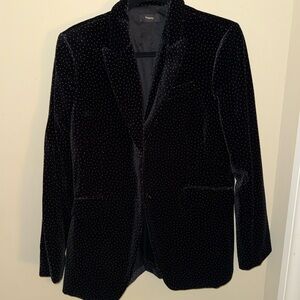 Theory Black Velvet Polka Dot Blazer